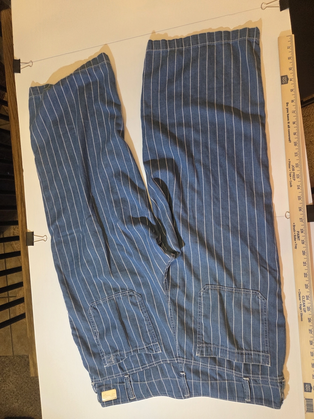 Seven7 Blue and White Pinstripe Wide-Leg Pants - Picture 9 of 11